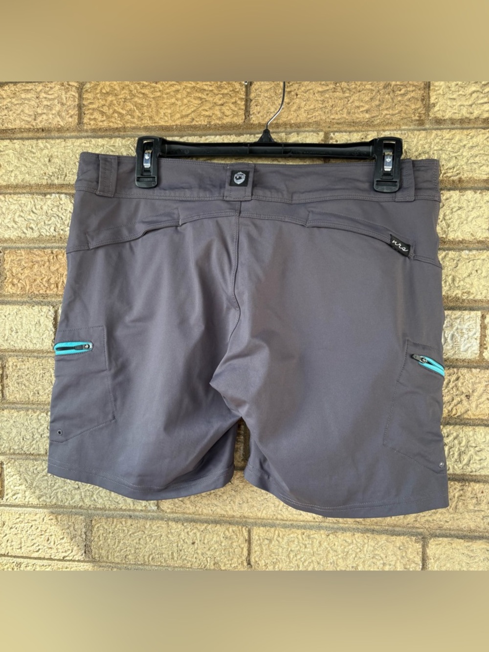 Women's Athletic Shorts in Charcoal with Teal Accents - Picture 4 of 6
